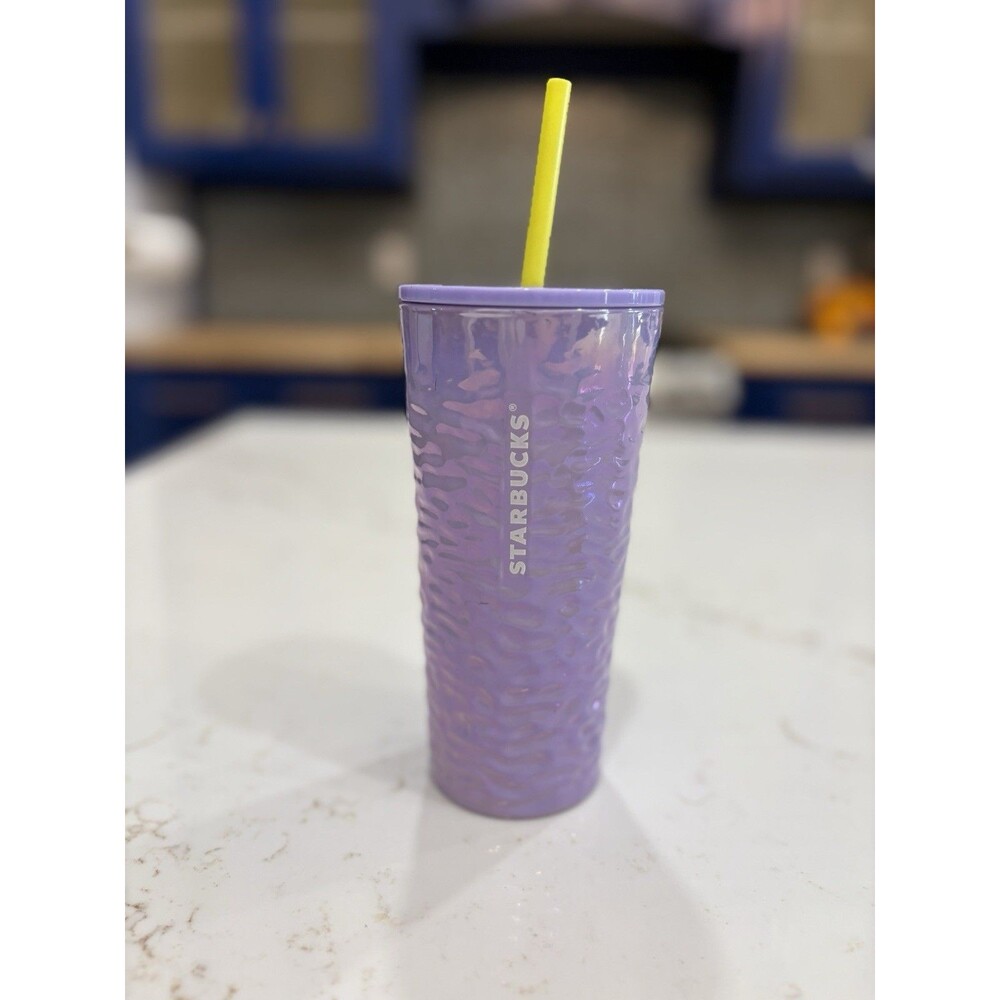 Starbucks Fall 2023 Lilac Purple Pearlescent Wave Glass Cup 18 oz. Tumbler